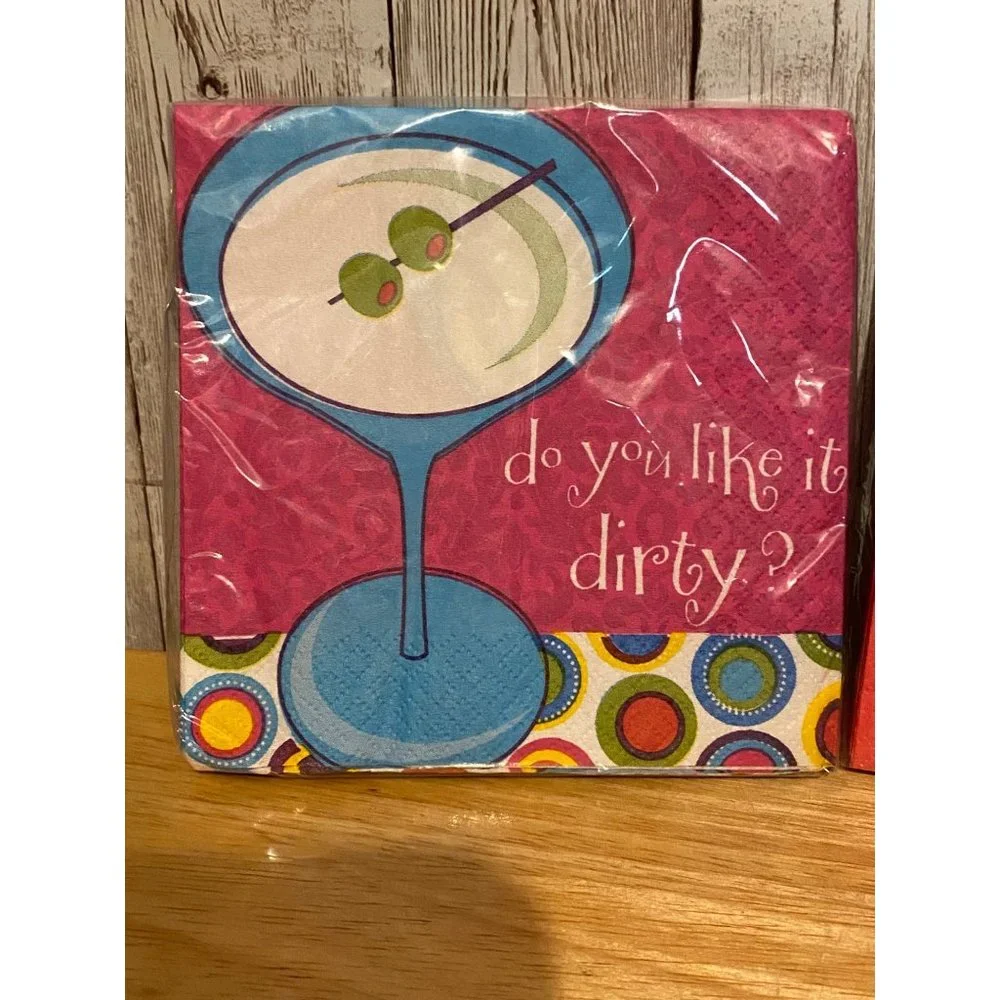 Set of 2 Amscan Cocktail Hour Beverage Party Napkins Dirty Martini